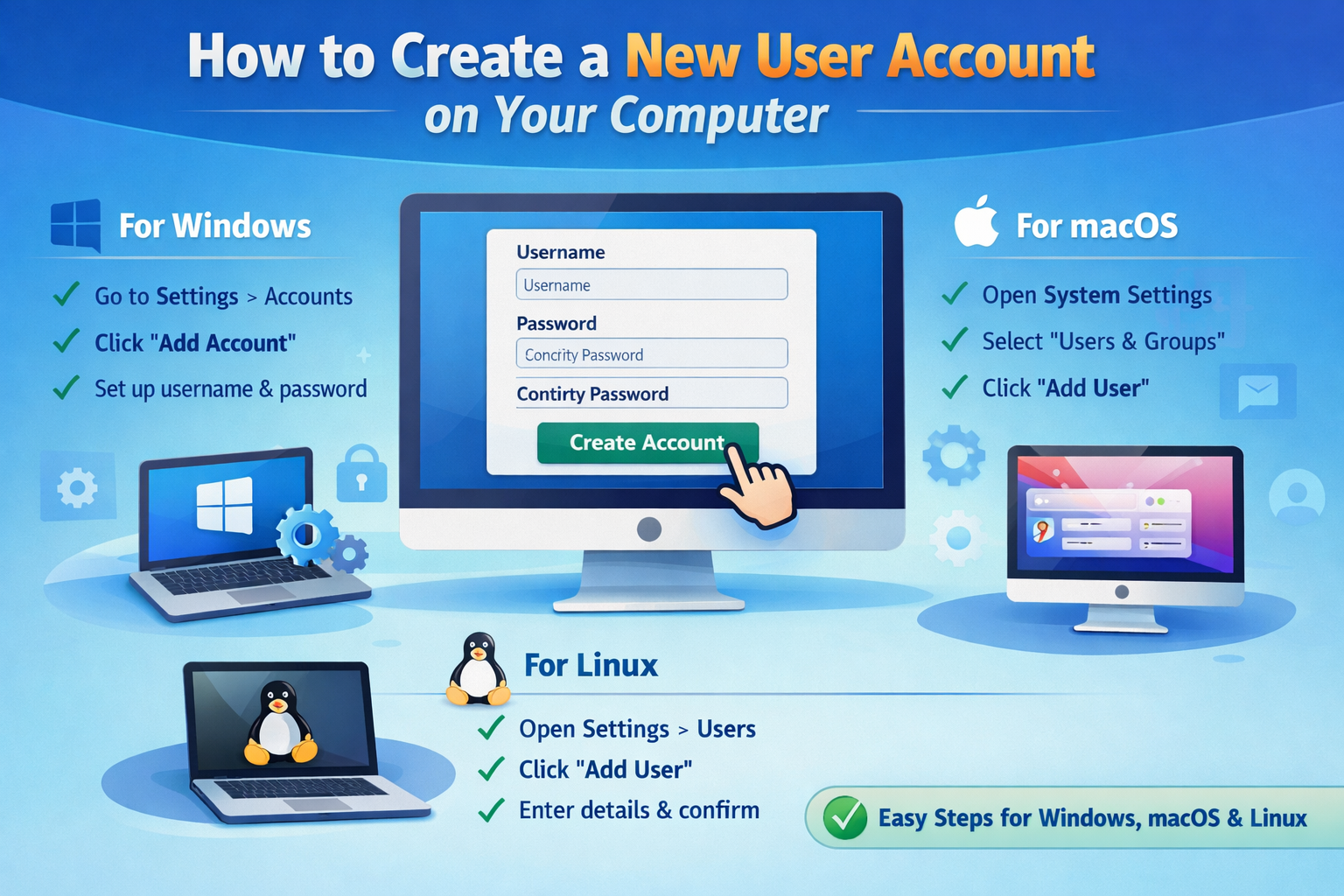 How to create a new user account on a computer - Bright Classes ...